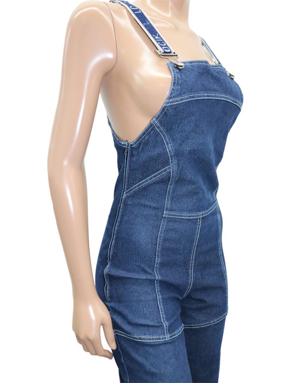 RARE LOGIK 90s Denim Jumpsuit Flared Wide Leg Overalls Canada 28 - Picture 5 of 6
